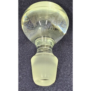 Vintage Large 3.75" Long Glass Bottle Decanter Stopper Round Clear Froster Plug